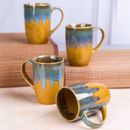 Drinara Ceramic Coffee Mug (250 ML) - Set Of Four