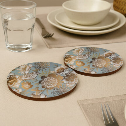 Golden Fleur Enamel Coated Trivet - Set Of Two