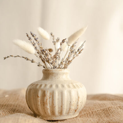 Stillform Porcelain Vase With Dried Bunch - Two Piece Set