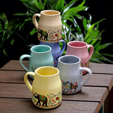 Elephenta Chromo Mug (220 ML) - Set Of Six