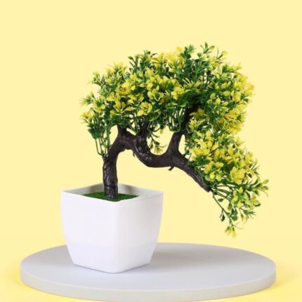 Faux Tilted Bonsai In Plastic Pot - 25 cms