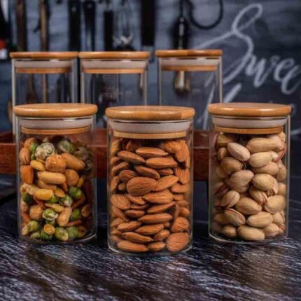 Prito Jar with Wooden Lid (270 ML Each)- Set of 6