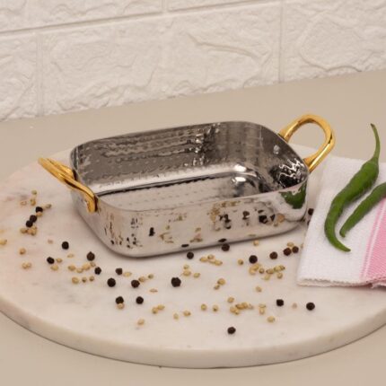 Vintage Charm Hammered Rectangular Serving Pan - 300 ML