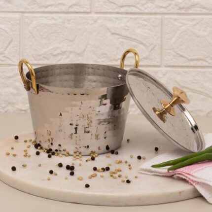 Vintage Charm Hammered Tapered Serving Pot - 500 ML