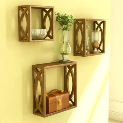 Eclectic Exhibitors Wall Shelf - Brown - Set Of Three
