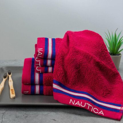 Nautica Dove Down Cotton Towel Set (Burgundy) - Set Of Six