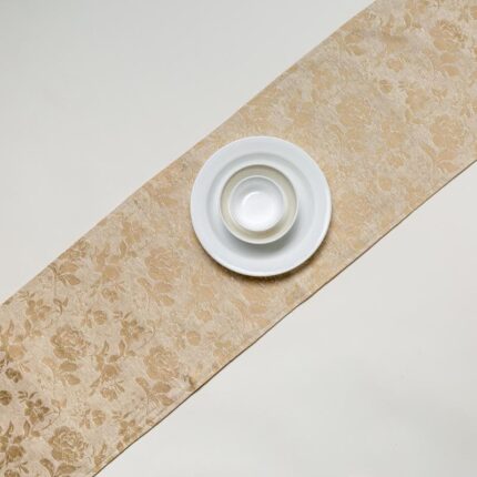 Italian Rose Jacquard Table Runner- Beige