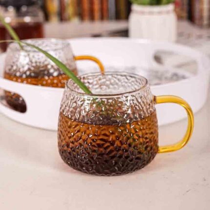 Ripplox Glass Tea Cups with coloured handles - Set of Two
