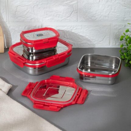 Savory Sam Red Lunch Box (630/330/180 ML) - Three Piece Set